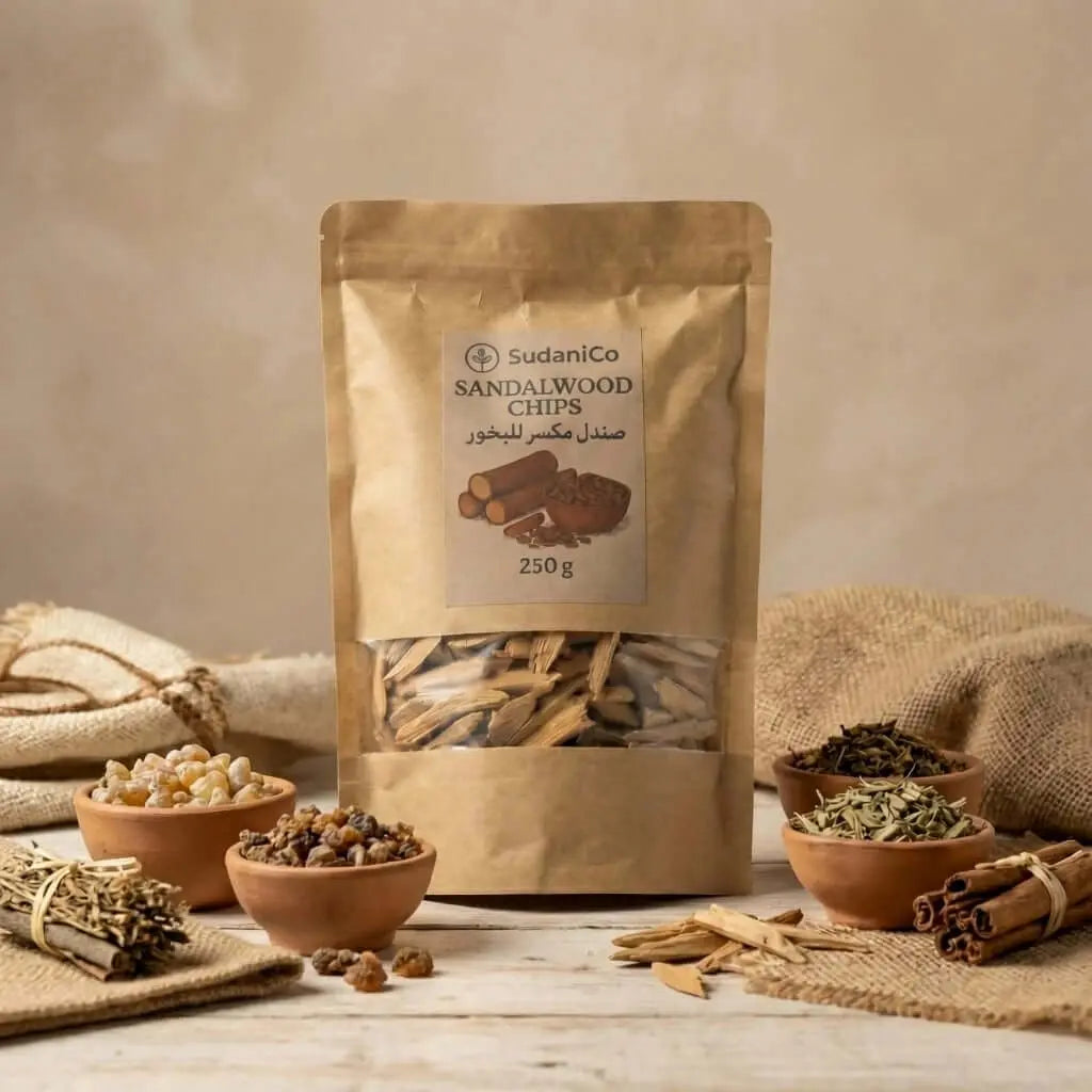 SudaniCo Sandalwood Chips – Premium Aromatic Wood for Bakhoor & Incense Blends SudaniCo