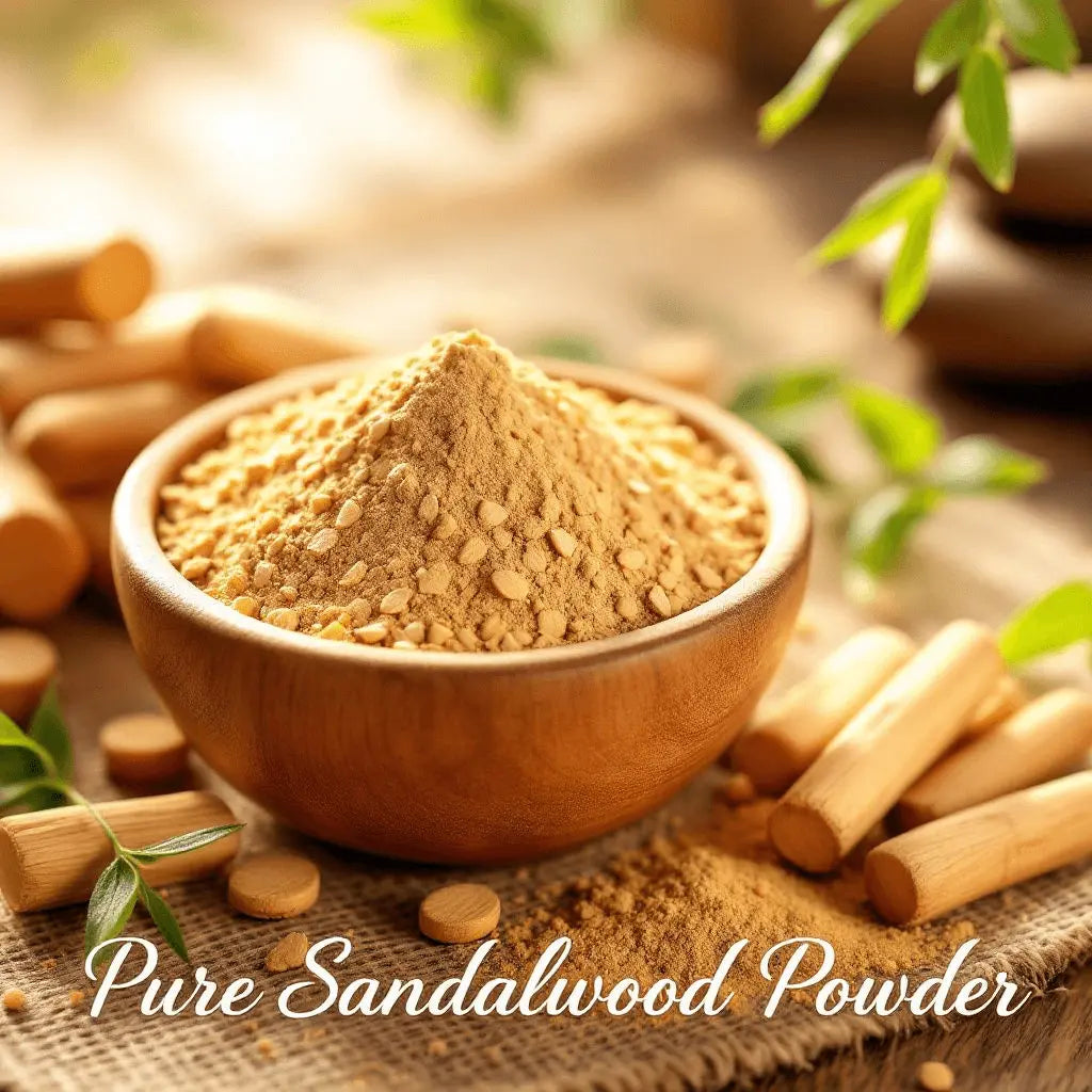 Aromatic Sandalwood Powder: Sudanese Bakhoor & Perfume Ingredient in a wooden bowl with aromatic wood sticks.