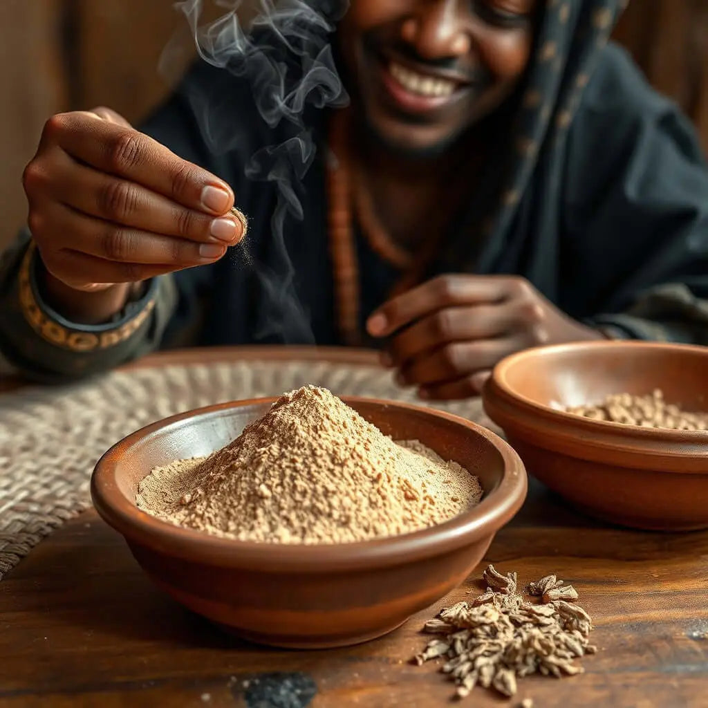 Aromatic Sandalwood Powder: Sudanese Bakhoor & Perfume Ingredient, used in traditional rituals and self-care routines.
